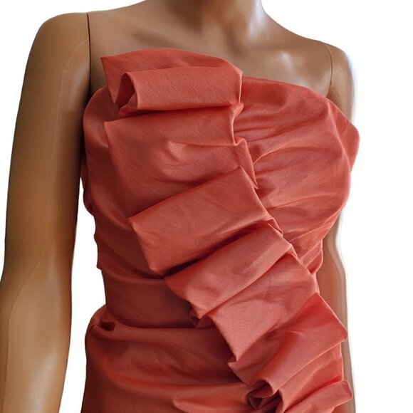 CORAL STRAPLESS DRESS SIZE 3 - Picture 2 of 8